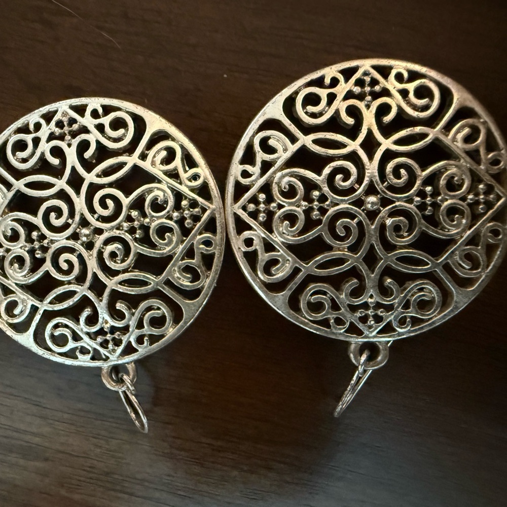 Intricate Silver Tone Filigree Earrings